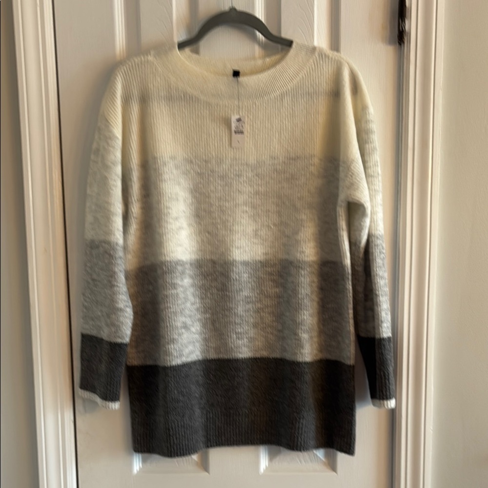 Talbots NWT Women's Gradient Sweater - Black, Gray, off White size L